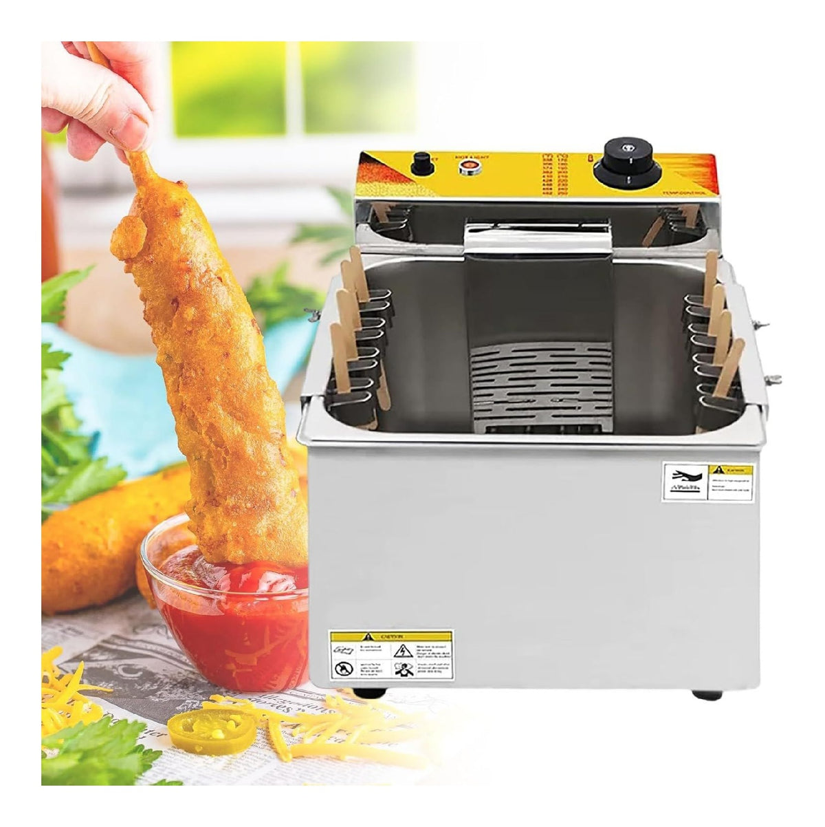 Friggitrice elettrica in acciaio inox argento Friggitrice Profonda Commerciale Friggitrice