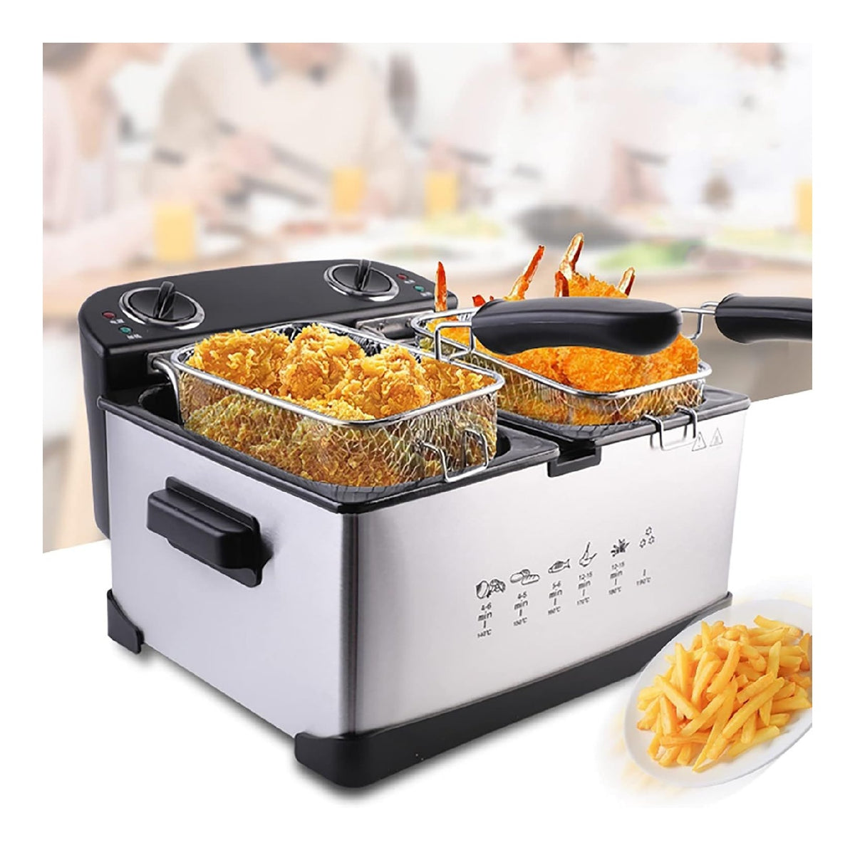 Friggitrice da cucina temperatura regolabile funzionamento automatico argento