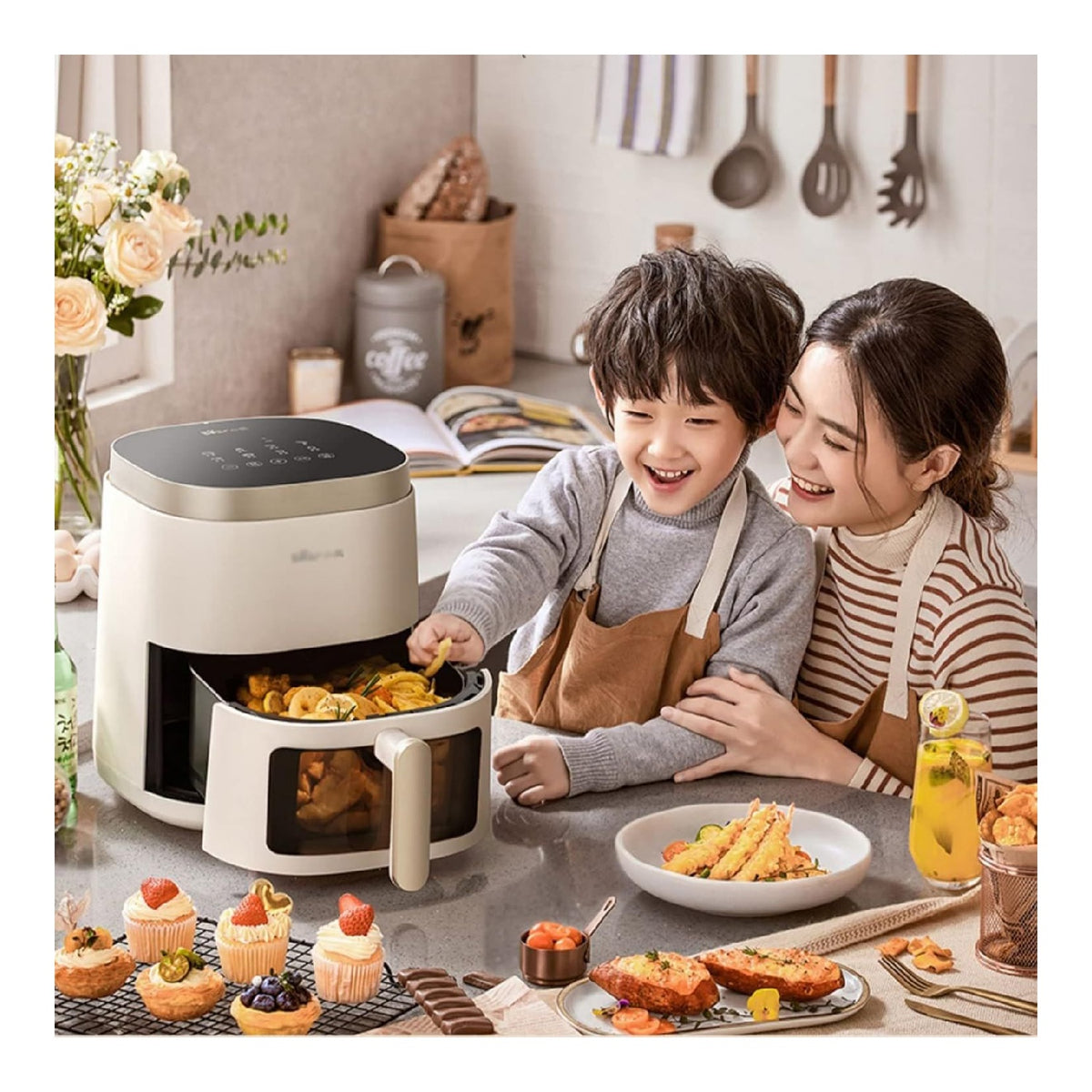 Friggitrice ad aria componenti lavabili rame 1.5 kg