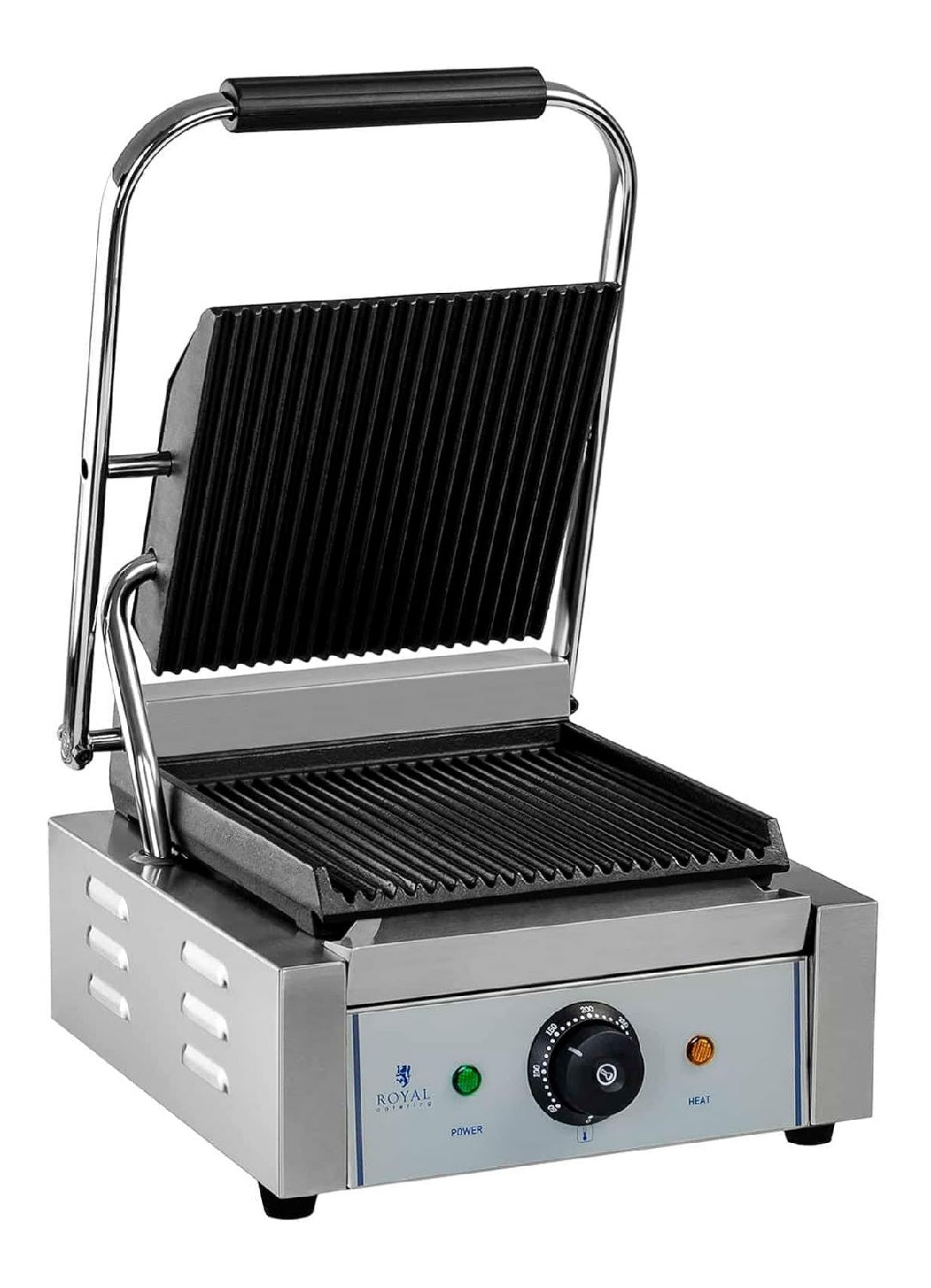 Royal Catering Tostiera Piastra Panini in acciaio inox temperatura regolabile argento