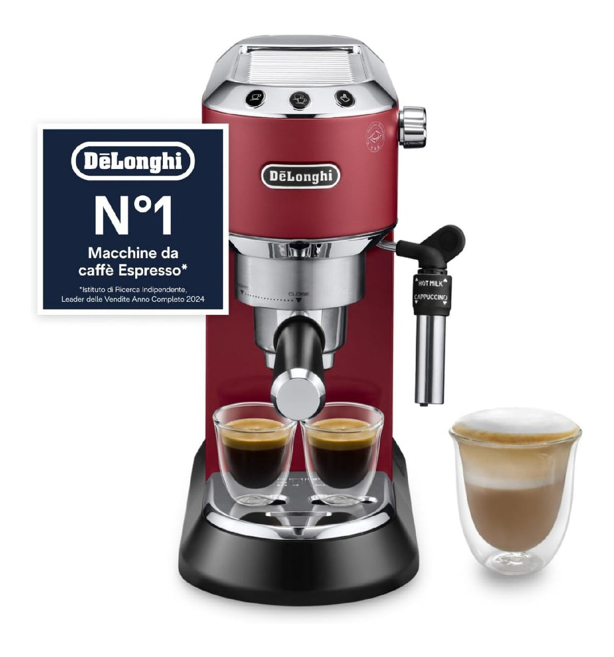 Longhi Dedica EC685.R Macchina Caffe funzionamento automatico funzione vapore rosso