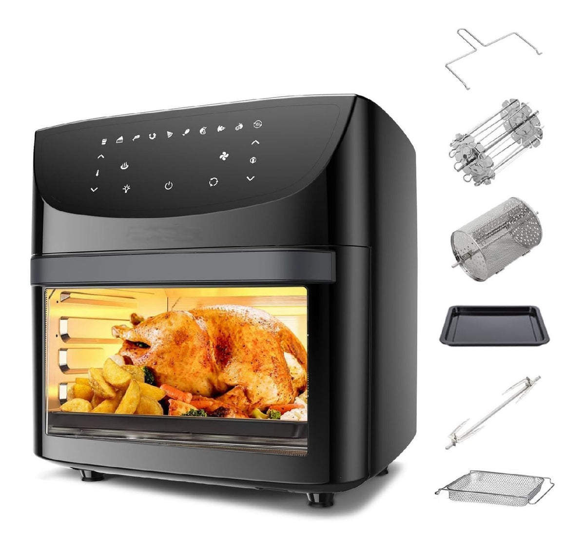 Friggitrice ad aria con comandi touch funzionamento automatico nero 18 L