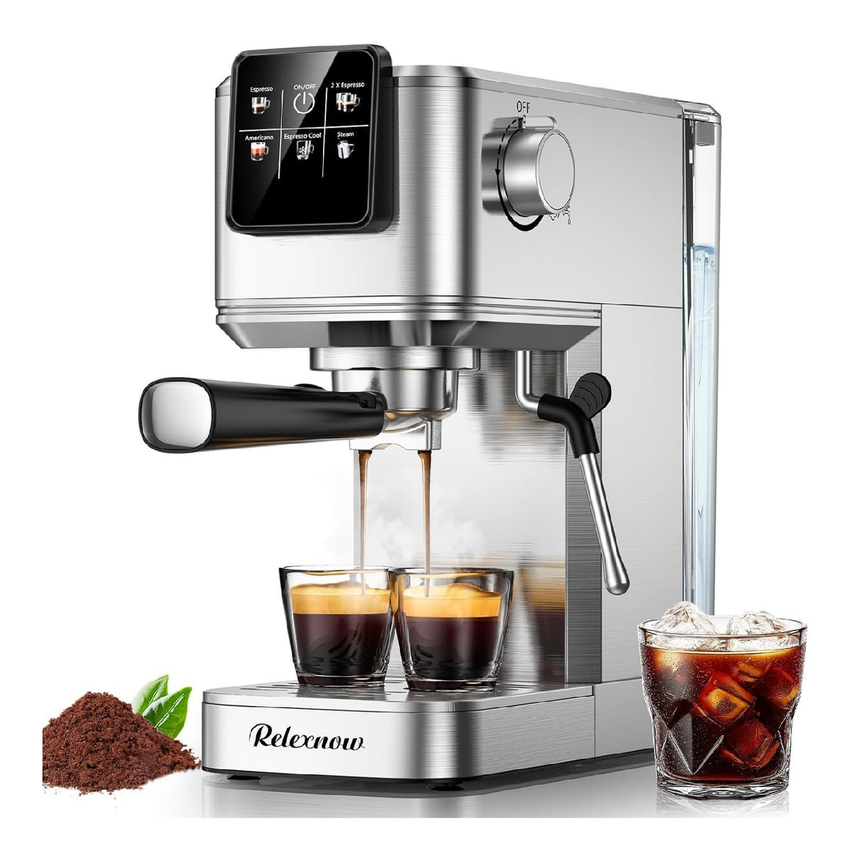 Funzione vapore macchina da caffe in acciaio inox argento
