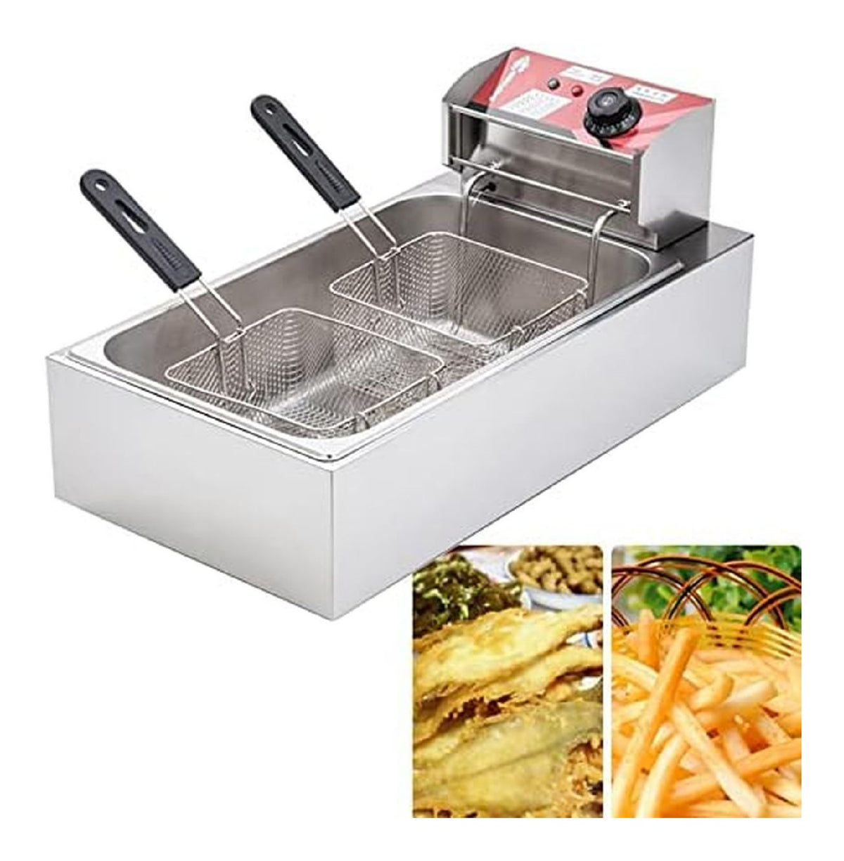 Friggitrice da cucina doppio cestello funzionamento automatico rame