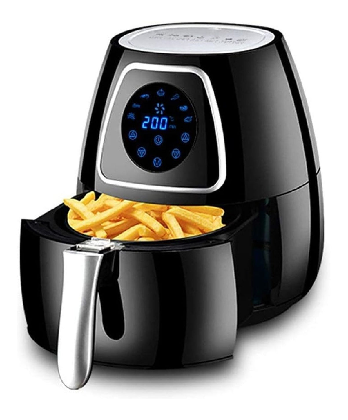 Friggitrice ad aria con timer nero con timer rivestimento antiaderente