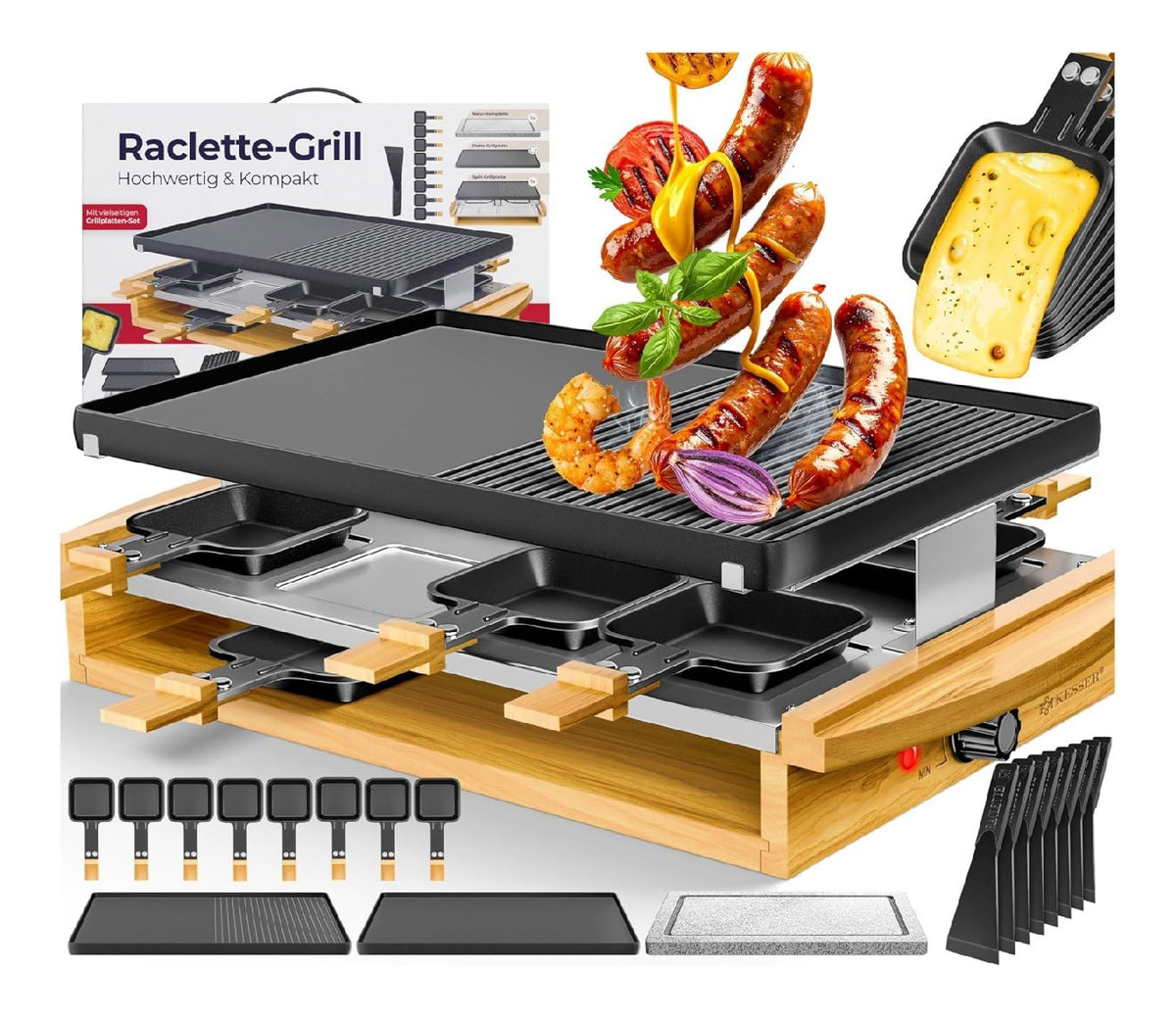 Griglia per raclette con pietra rosso