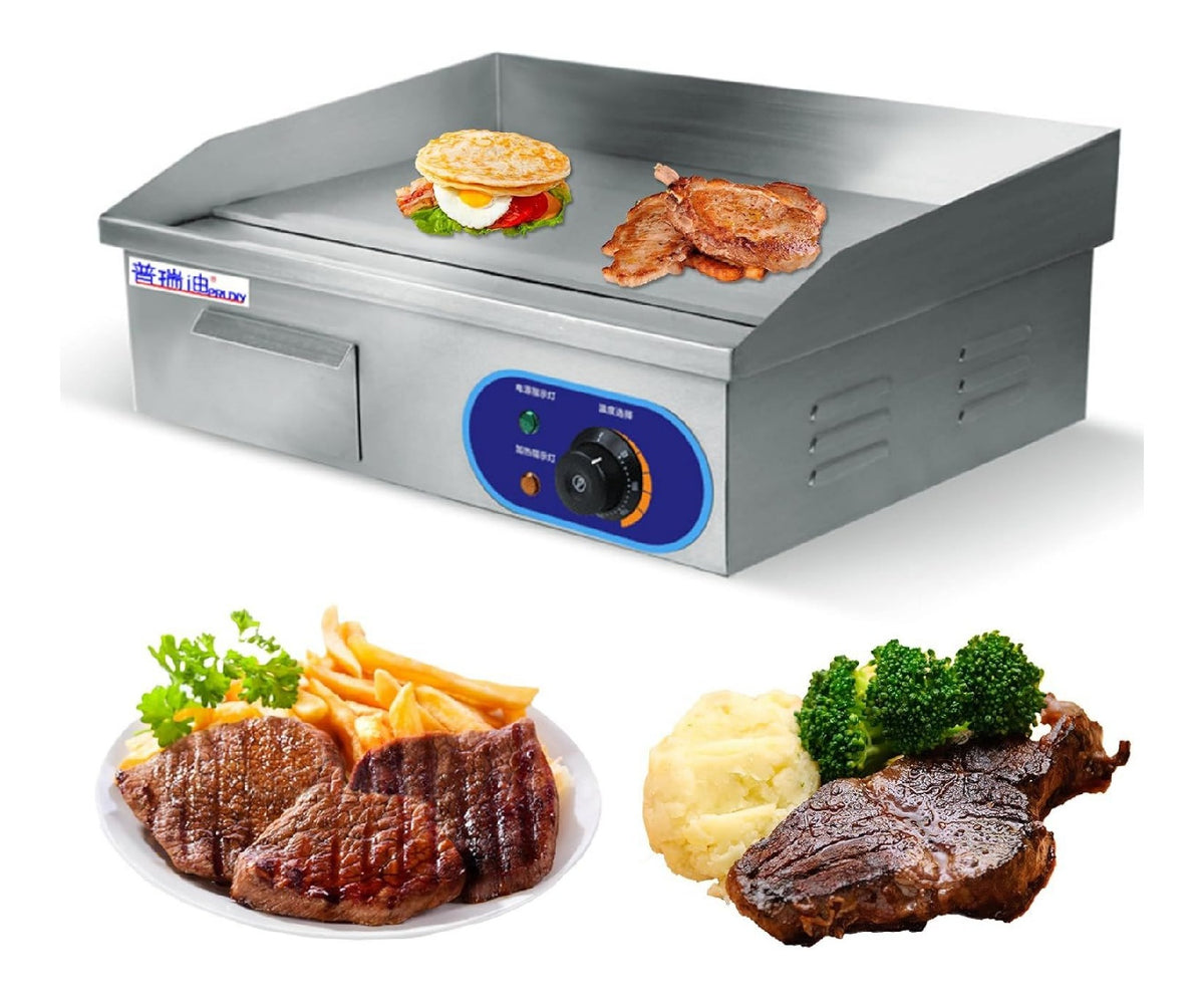 Plancha Elettrica Professionale 220V, Piastra in acciaio inox oro
