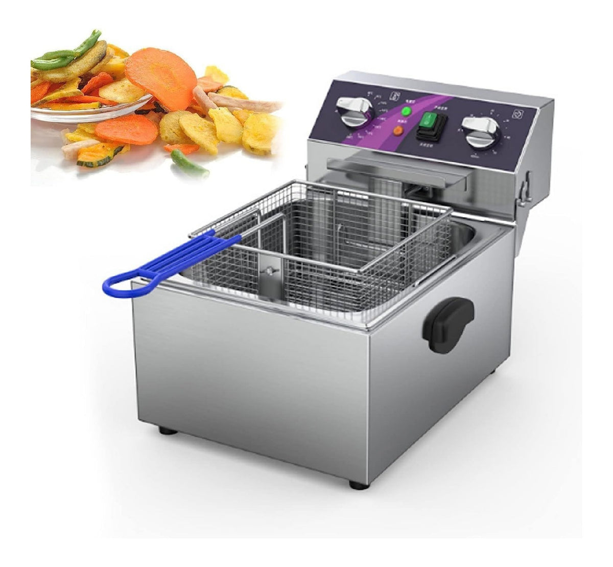Con timer friggitrice elettrica in acciaio inox argento