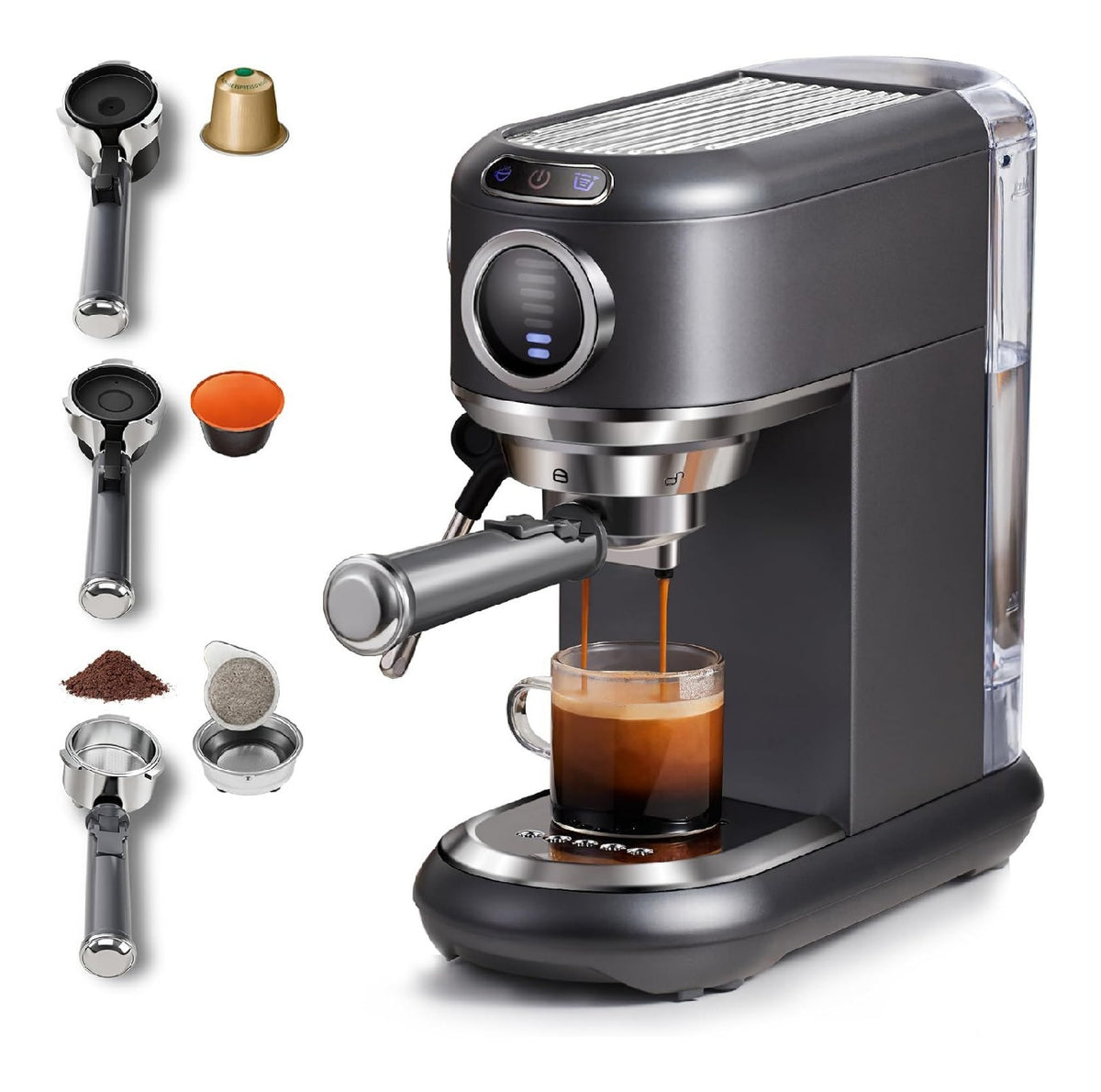 Macchina espresso funzionamento automatico funzione vapore grigio