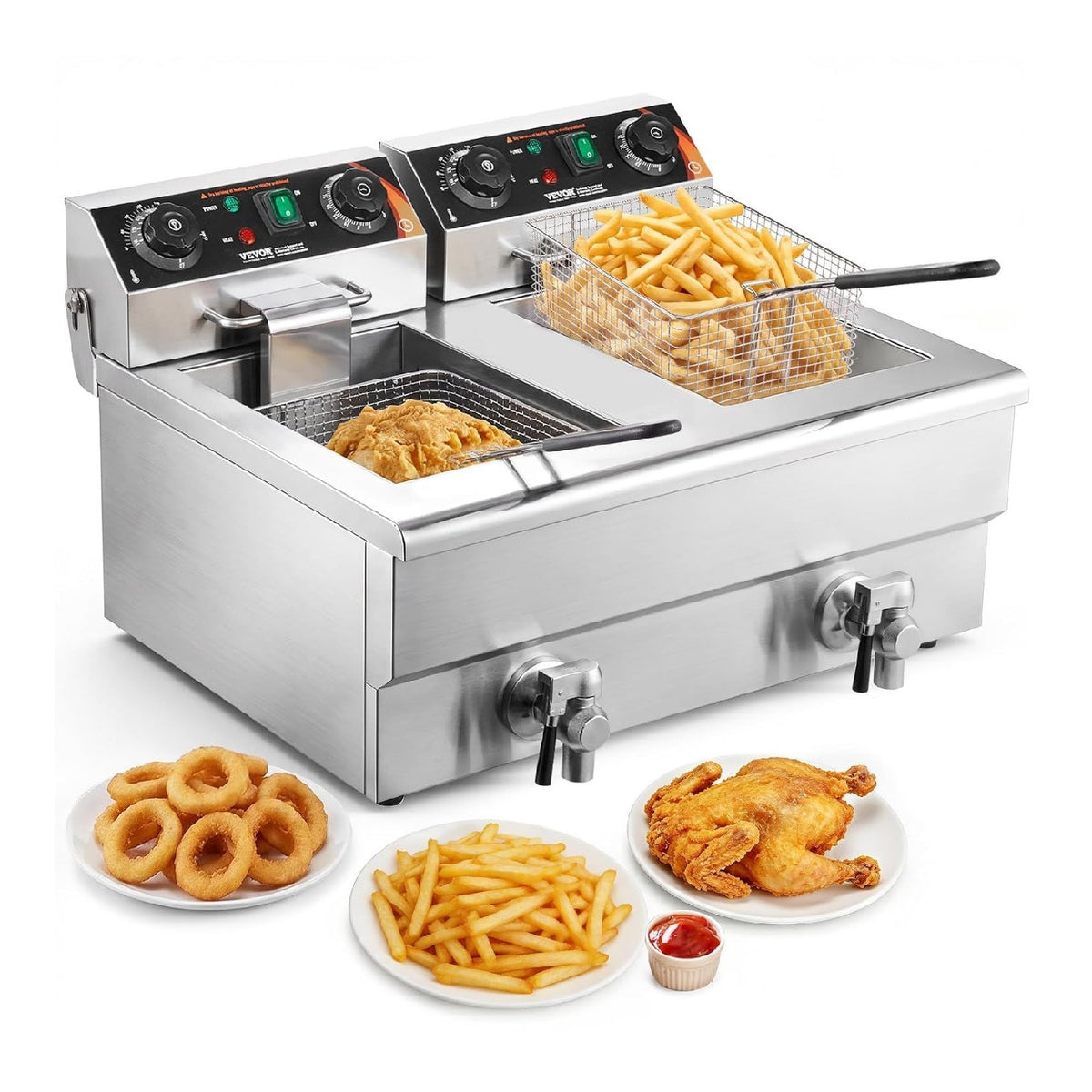 Friggitrice elettrica con comandi touch con timer rosso