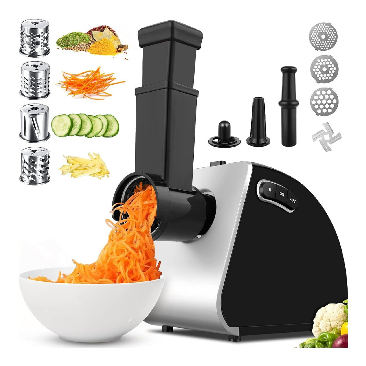 Tritacarne Elettrico Tagliaverdure in acciaio inox argento