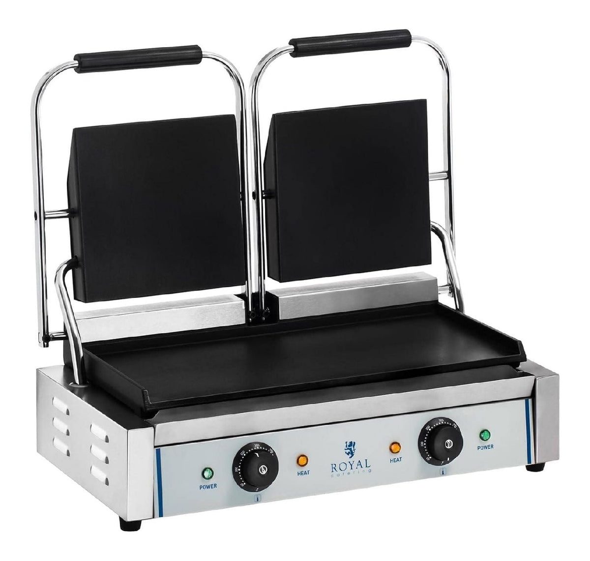 Apparecchio per uso domestico Royal Catering Piastra Panini Doppia Liscia Ghisa smaltata argento