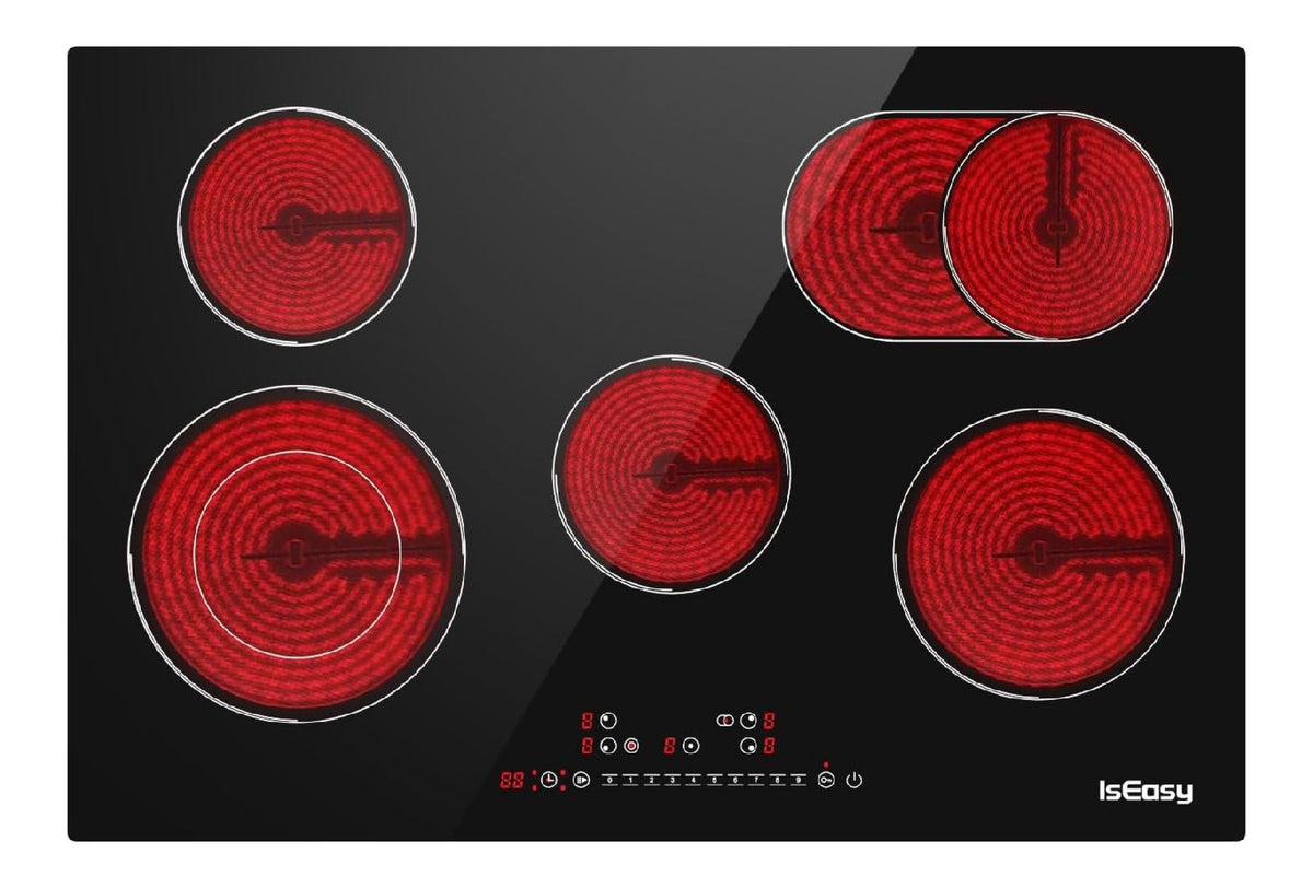 Piano Cottura Vetroceramica Fuochi, Piano con comandi touch con timer nero