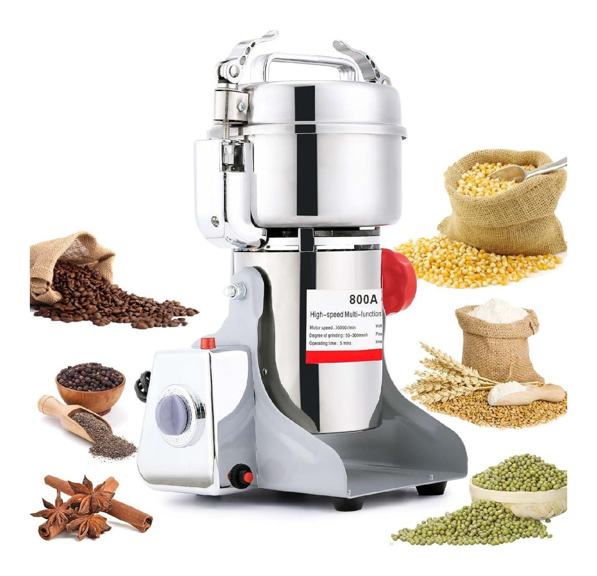 Mulino elettrico per cereali funzionamento automatico in acciaio inox rame in acciaio inox