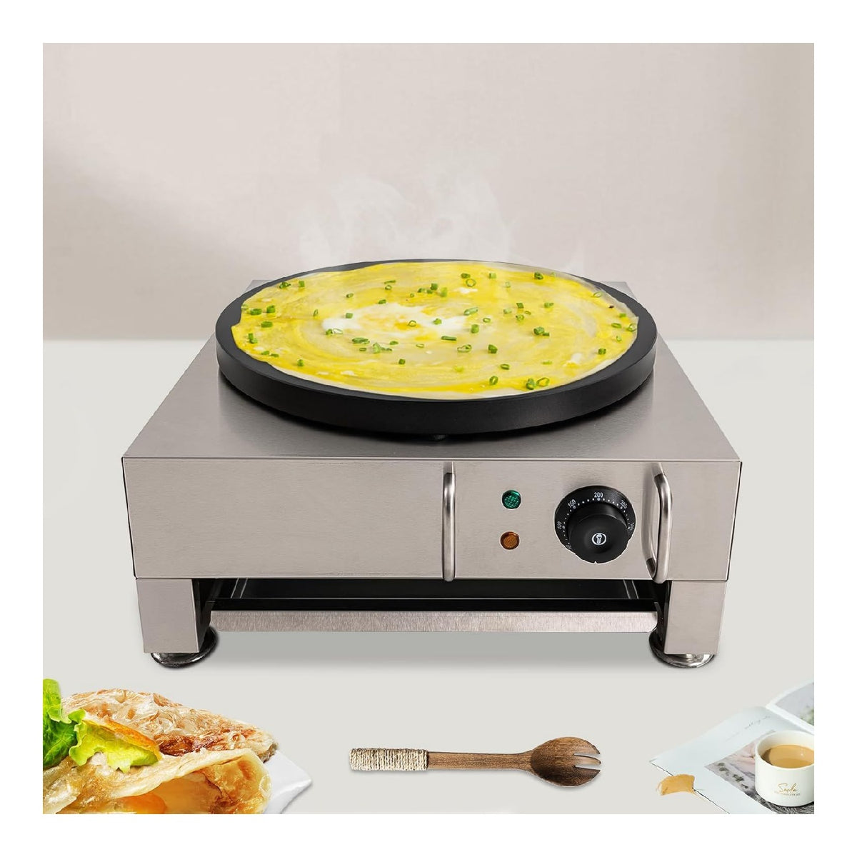 Crepes Maker Crepes, piastra per temperatura regolabile rosso
