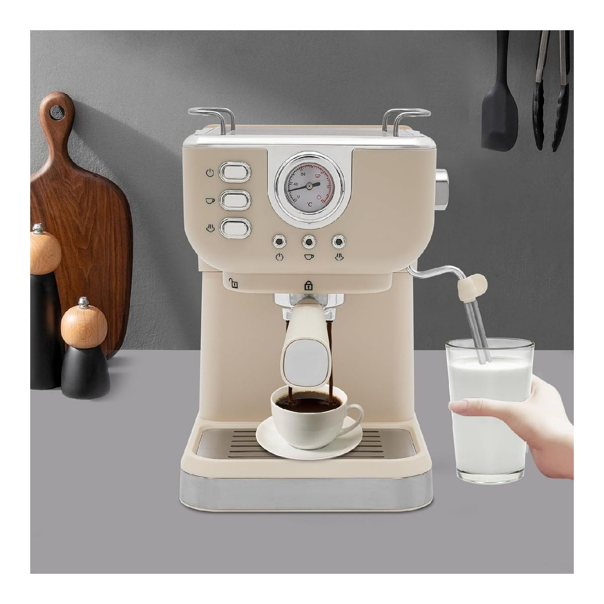 Sistema per preparazione caffe Macchina caffe espresso compatta, frusta