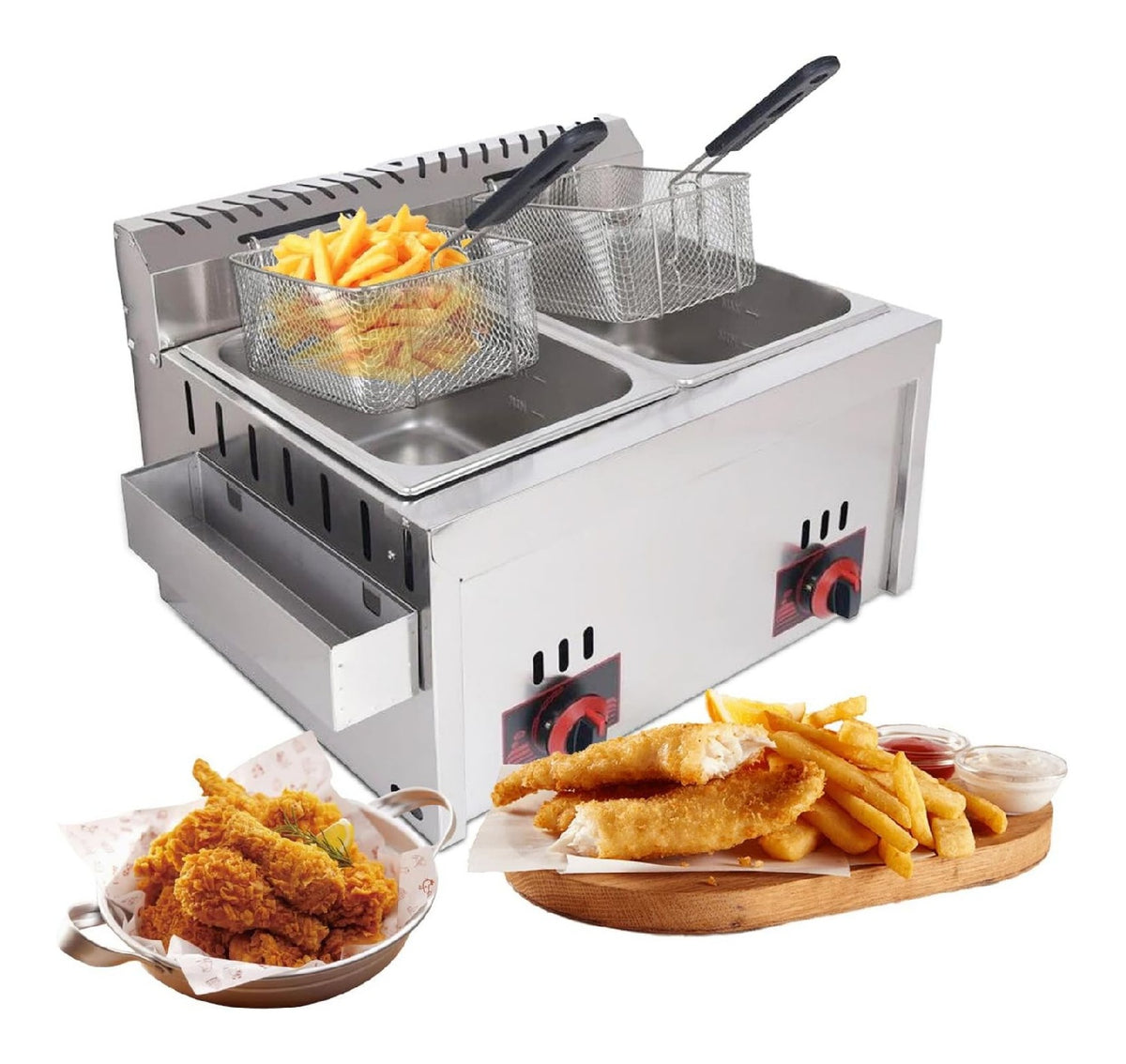Friggitrice da cucina Friggitrice Professionale Doppia, Grande capacita