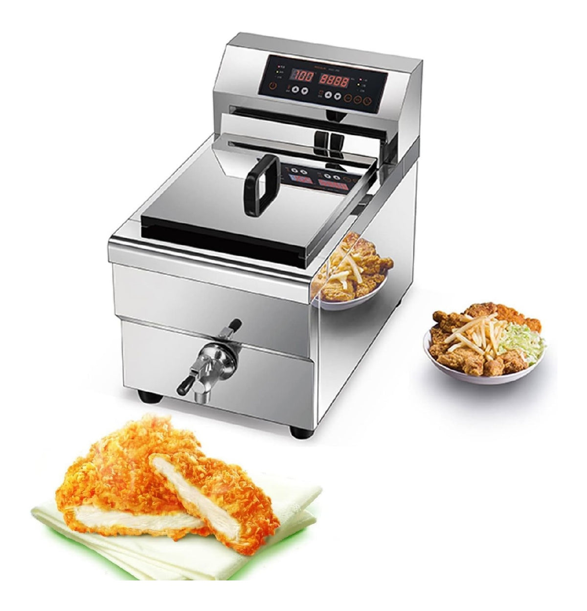 Friggitrice elettrica 10 L con comandi touch argento