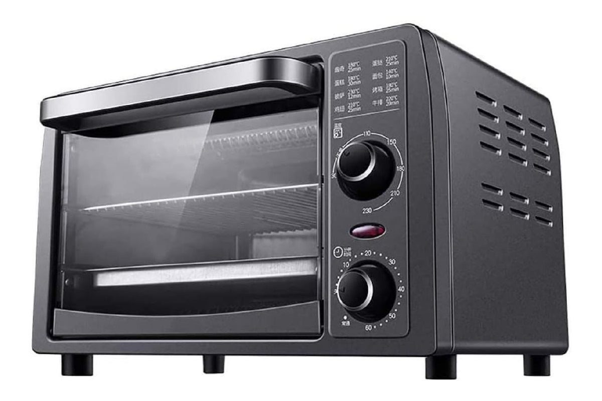 Forno elettrico compatto nero con timer funzionamento automatico