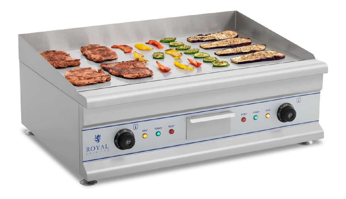 Elettrodomestico compatto Royal Catering Plancha elettrica doppia superficie piatta spedizione argento