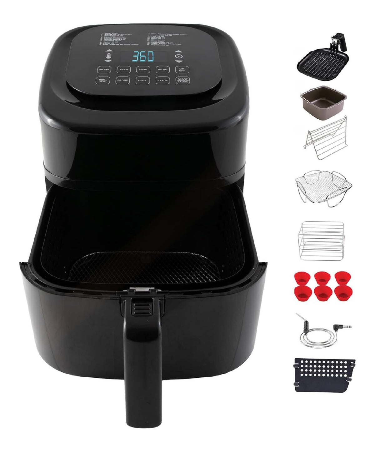 Friggitrice ad aria digitale con comandi touch nero funzionamento automatico