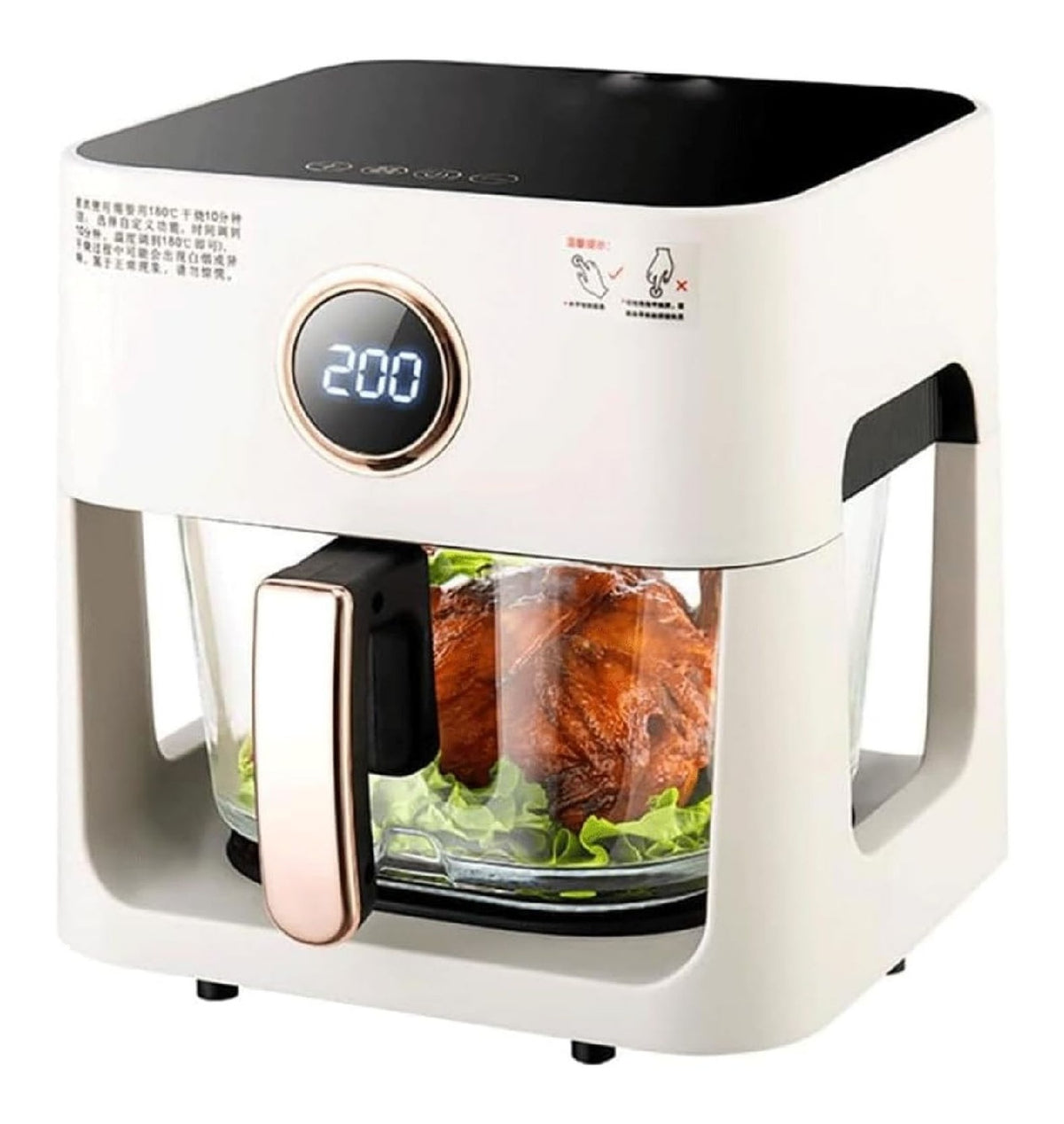 Friggitrice ad aria con comandi touch funzionamento automatico oro comandi touch