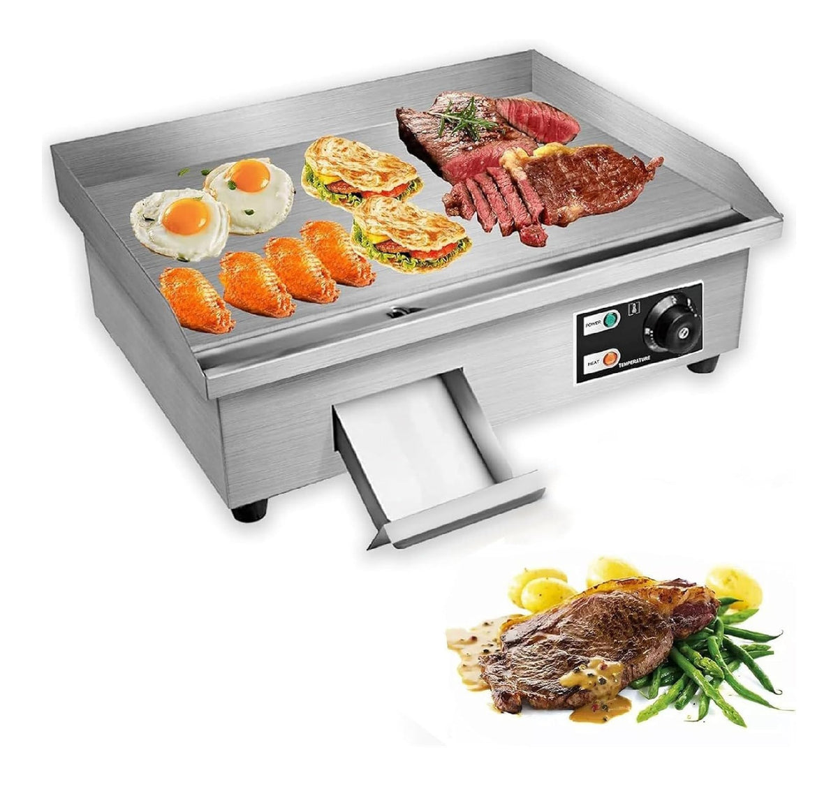 Apparecchio per uso domestico Griglia Teppanyaki professionale, piastra elettrica