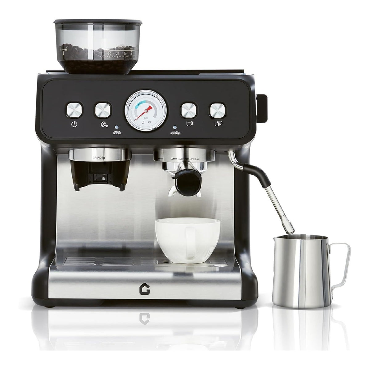 Sistema per preparazione caffe Macchina espresso smerigliatrice integrata, serbatoio