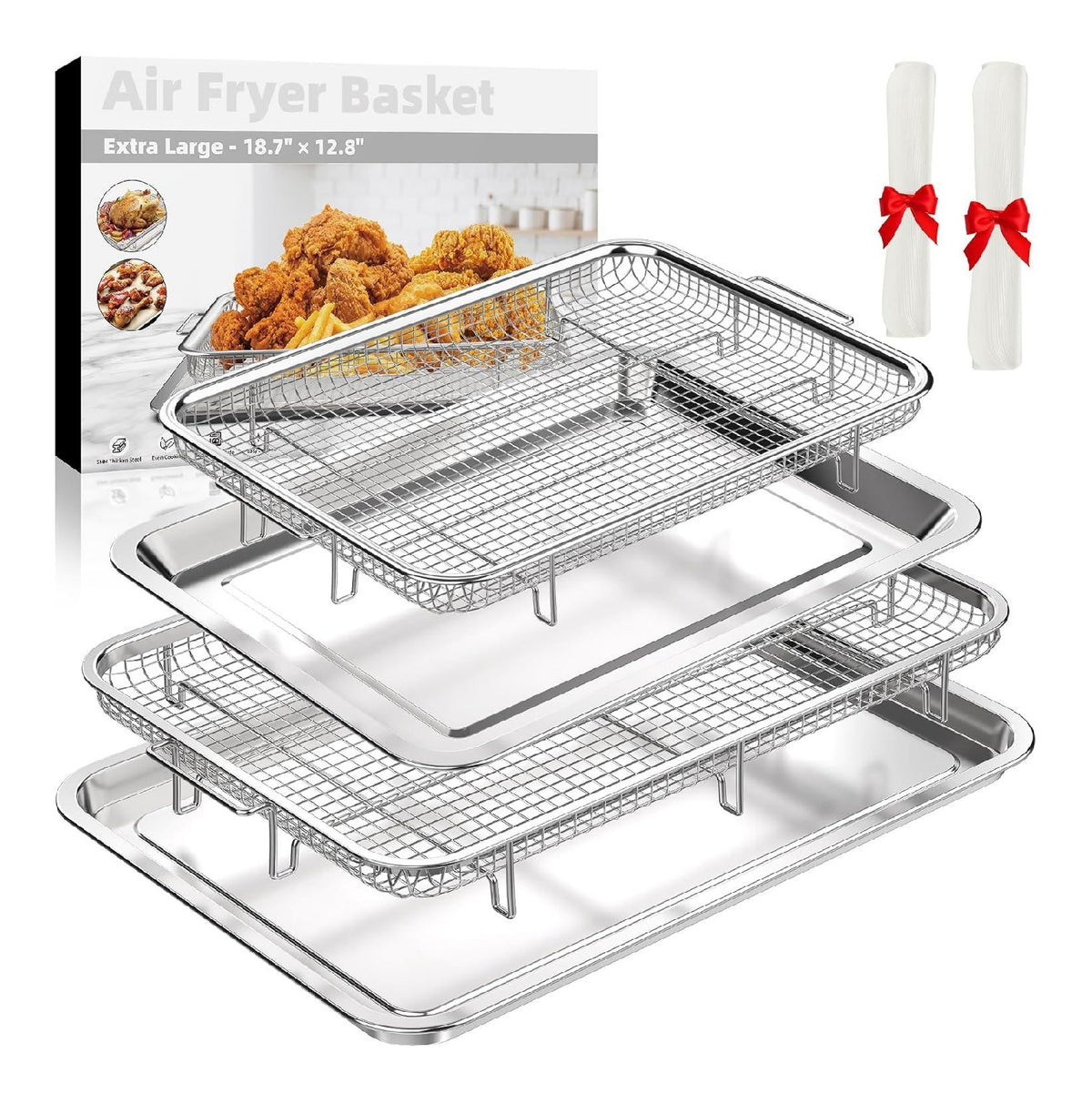 Friggitrice ad aria in acciaio inox componenti lavabili argento